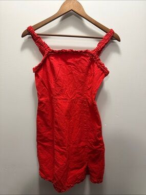 Urban Outfitters Red Ruffle-Trim Mini Dress - Women Size M PTP 16-19”